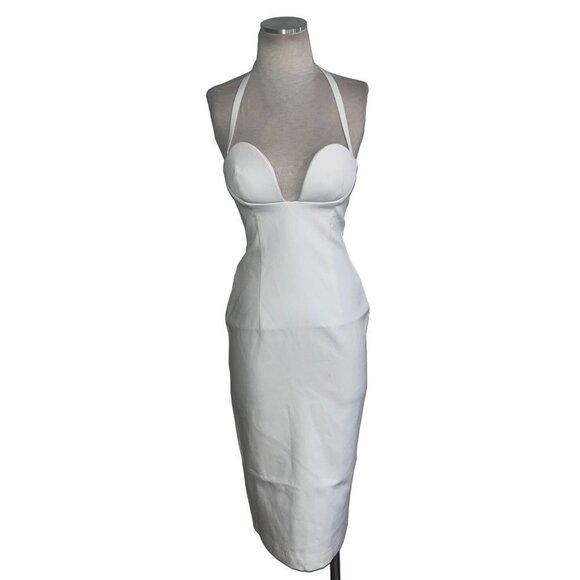 Retrofete Cheryl Dress in White New Womens Bodycon Pencil Midi - Picture 4 of 16